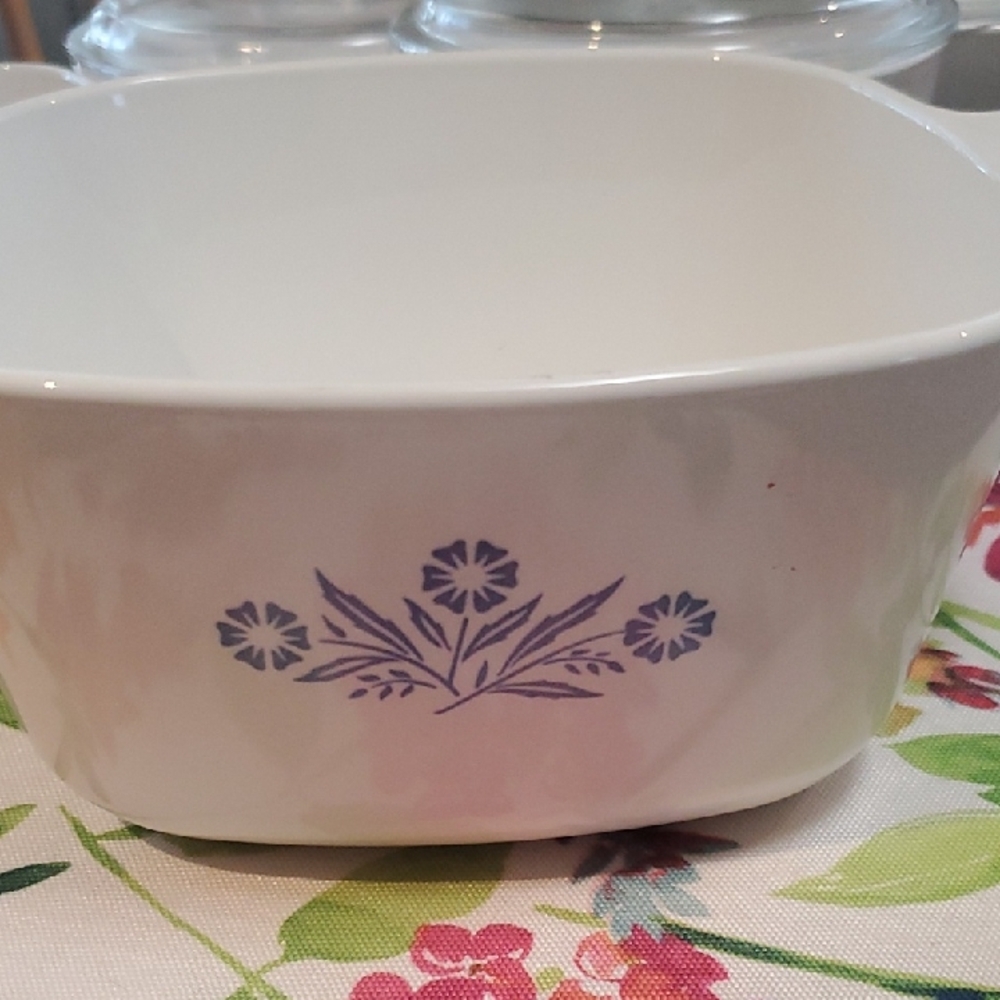 Corningware White and Blue Floral Casserole Dish